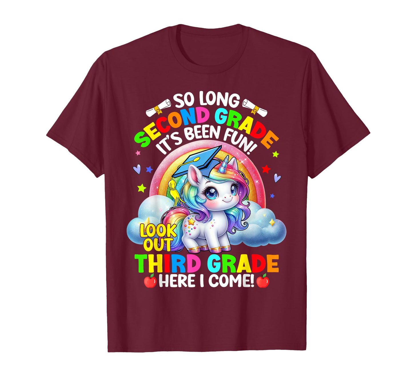 2nd Grade Graduation 2025 Unicorn Girl 3rd Grade Here I Come T-Shirt