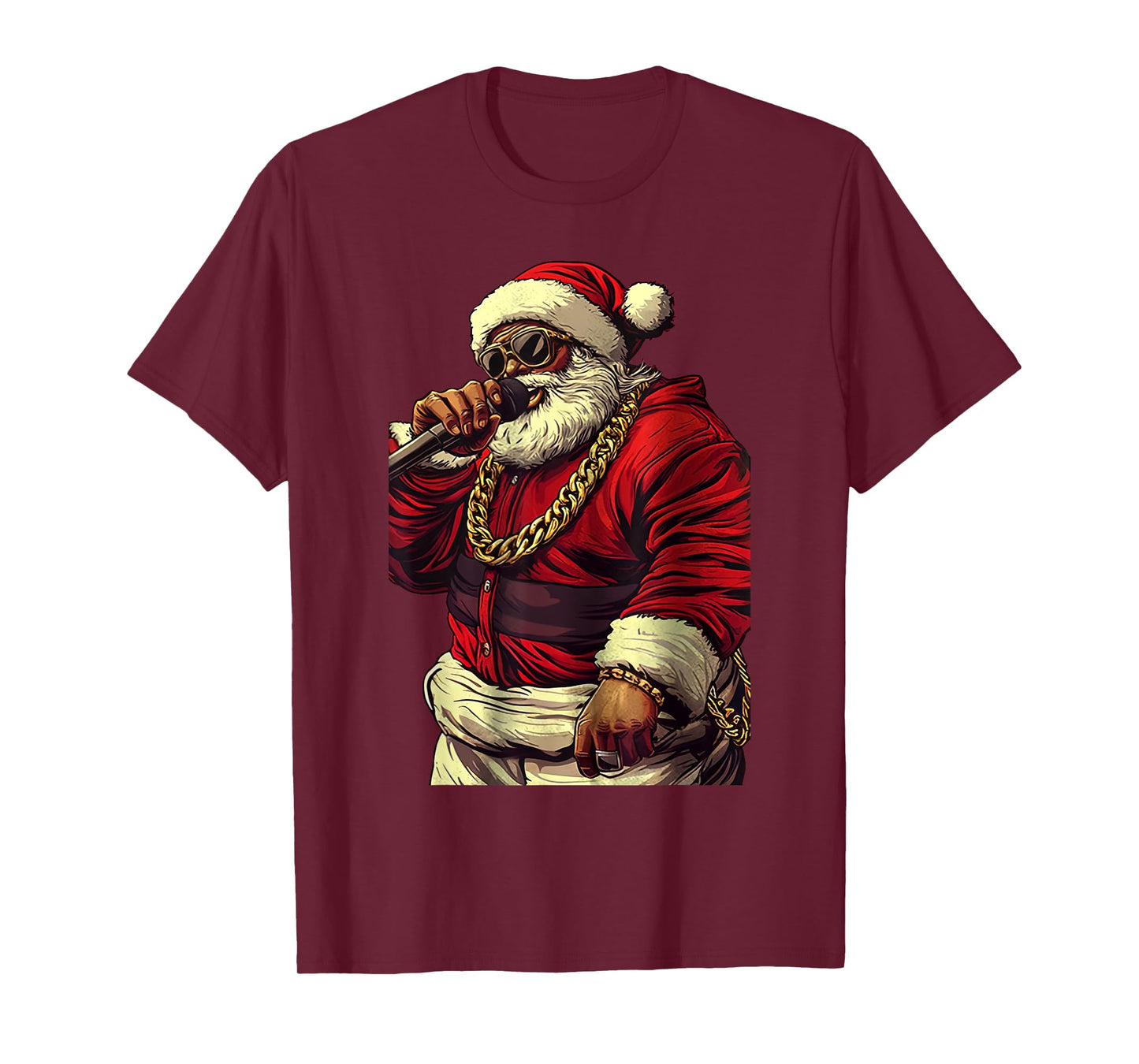 Vintage Santa Claus Hip-hop Rapper Christmas Funny Black Men T-Shirt