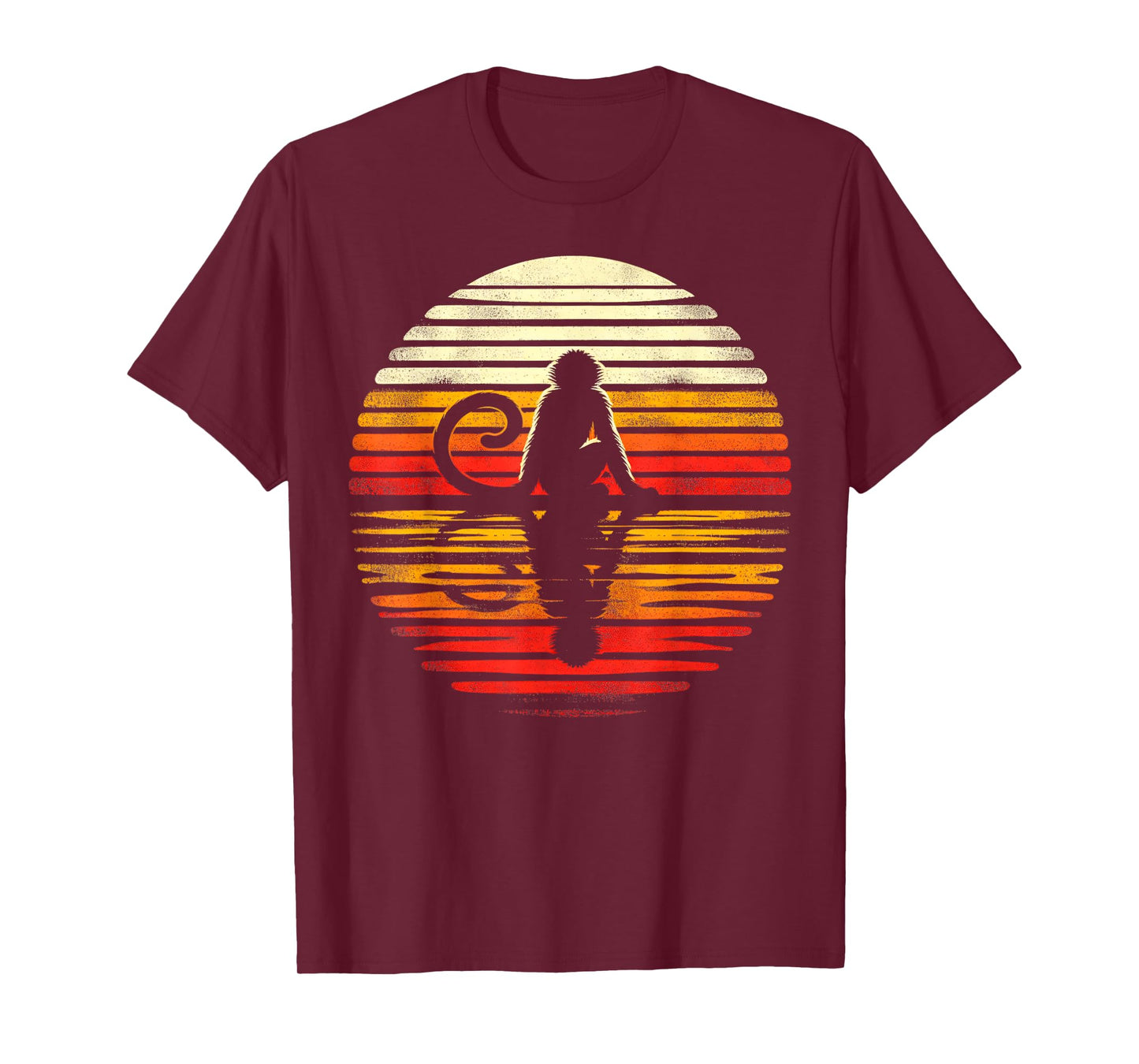 Spider Monkey Sunset Retro Style Safari Vintage 70s T-Shirt