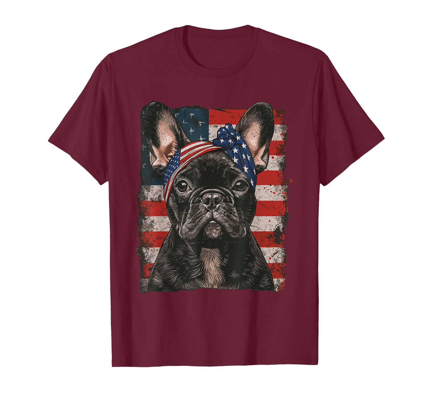 French Bulldog Patriotic 4th Of July USA American Flag Women Men T-Shirt