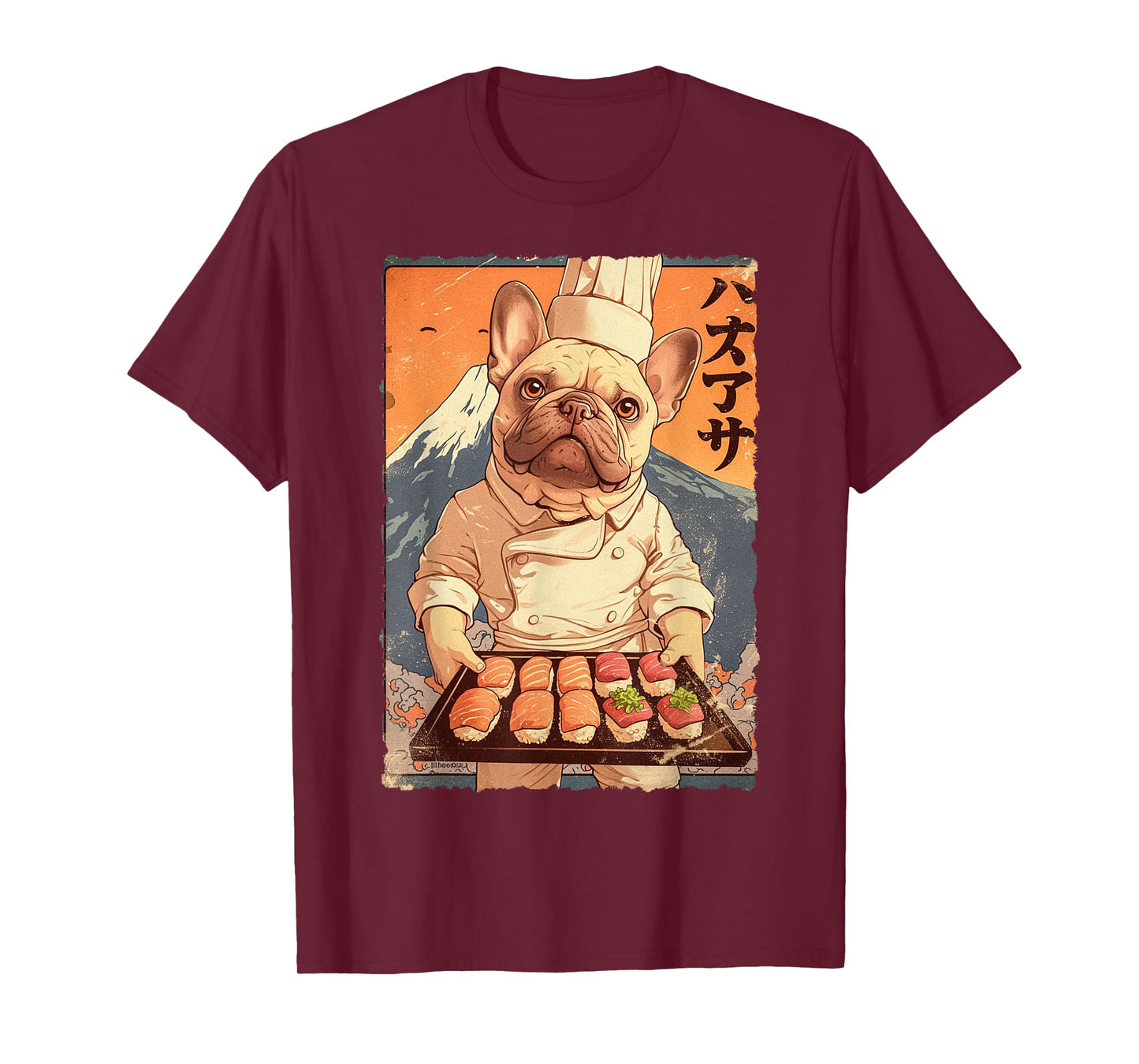 Cute Japanese Food Anime Art French Bulldog Sushi Chef Otaku T-Shirt for Men Women Kids