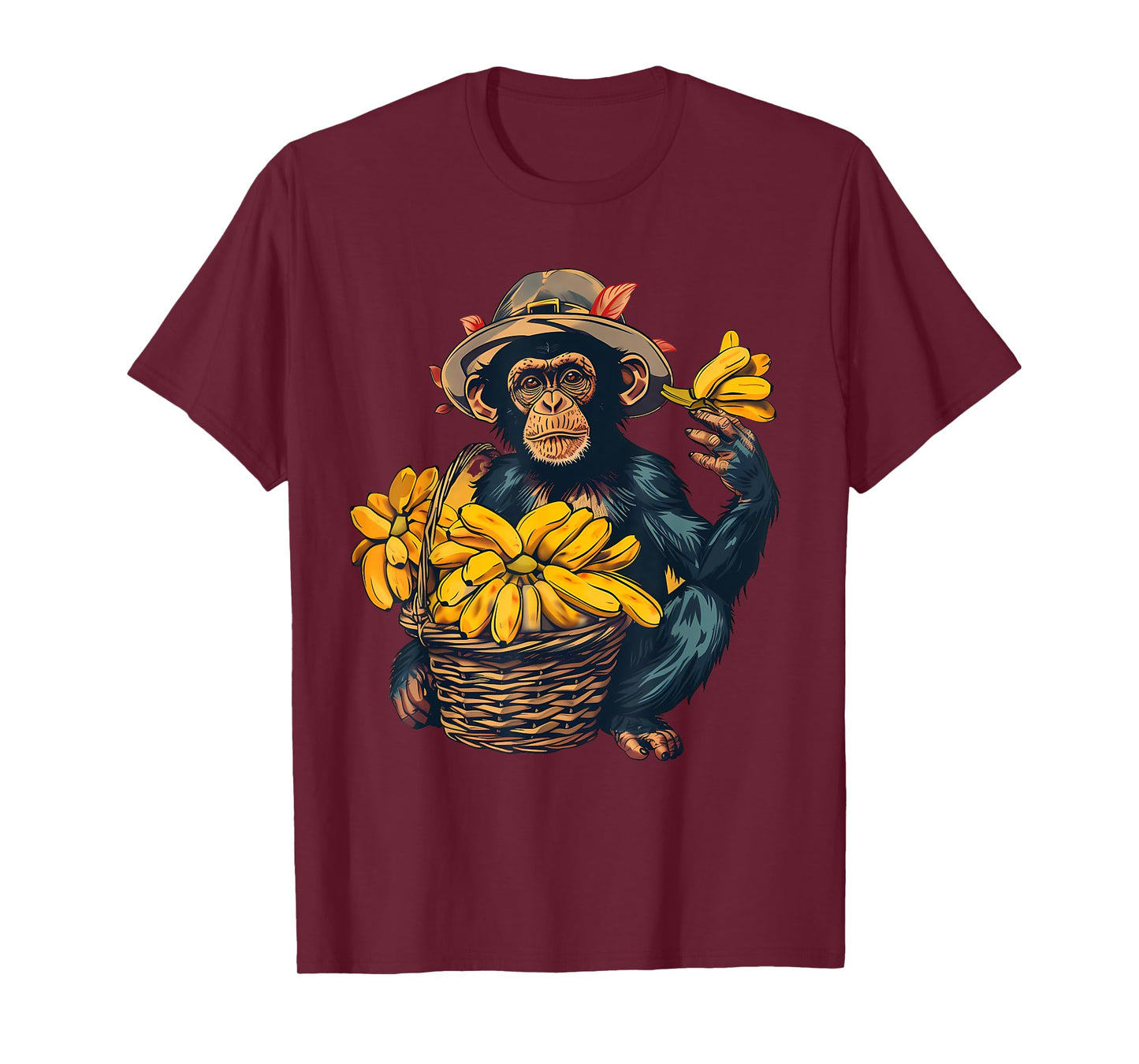 Banana Monkey Farmer Drawing Artwork Banana Fruit T-Shirt