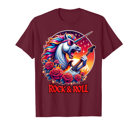 Unicorn Playing Guitar Rock and Roll Rock Star For Men Women T-Shirt