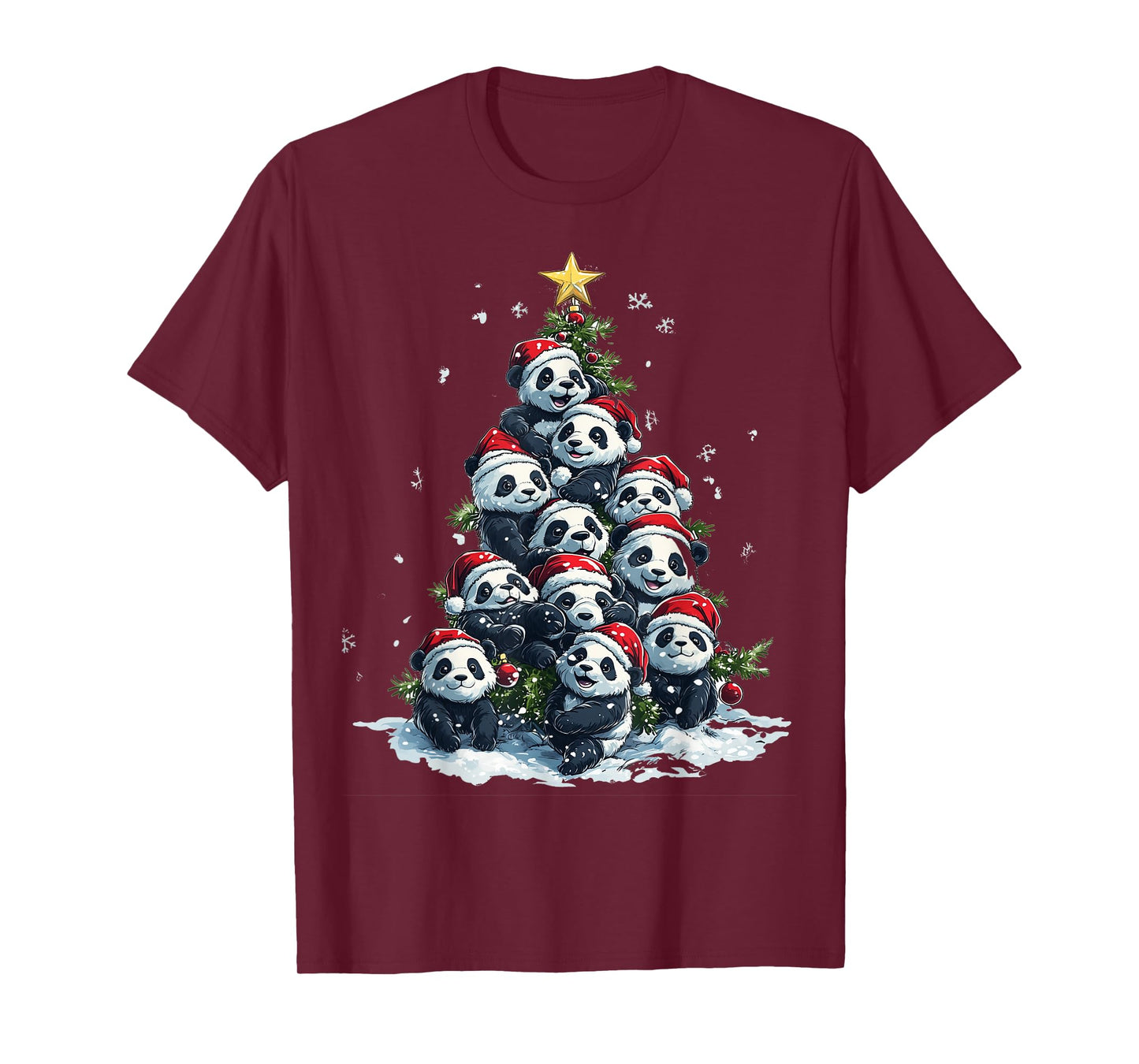 Funny Panda Christmas Tree Xmas Panda Lover Kids Boys Girls T-Shirt