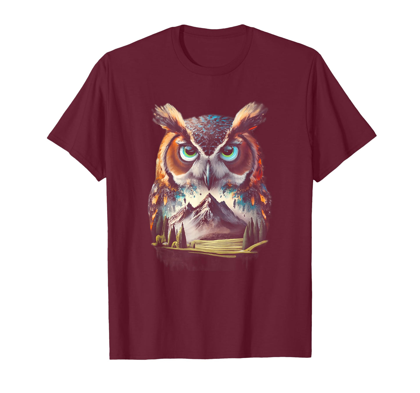 Abstract Owl Mountain Realistic Animal Nature T-Shirt