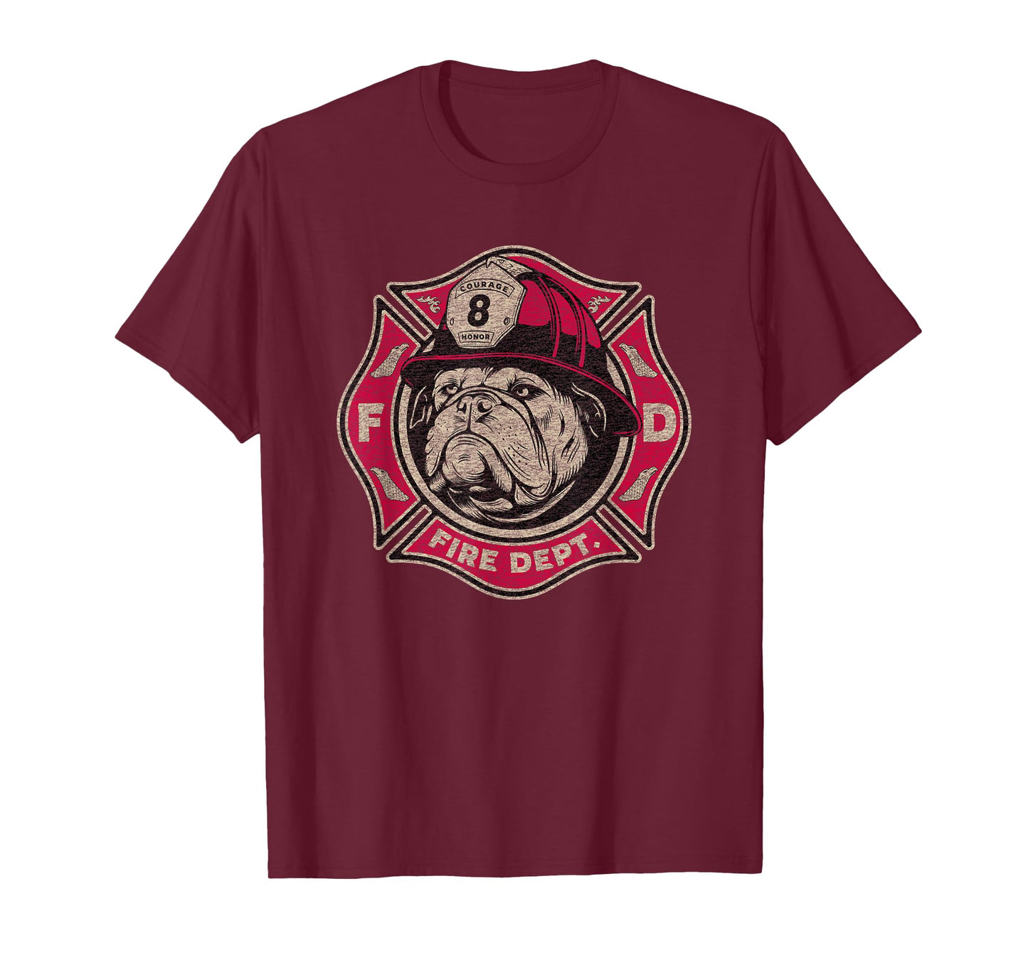 Fire Department Firefighter Fireman Bulldog Vintage Graphic T-Shirt