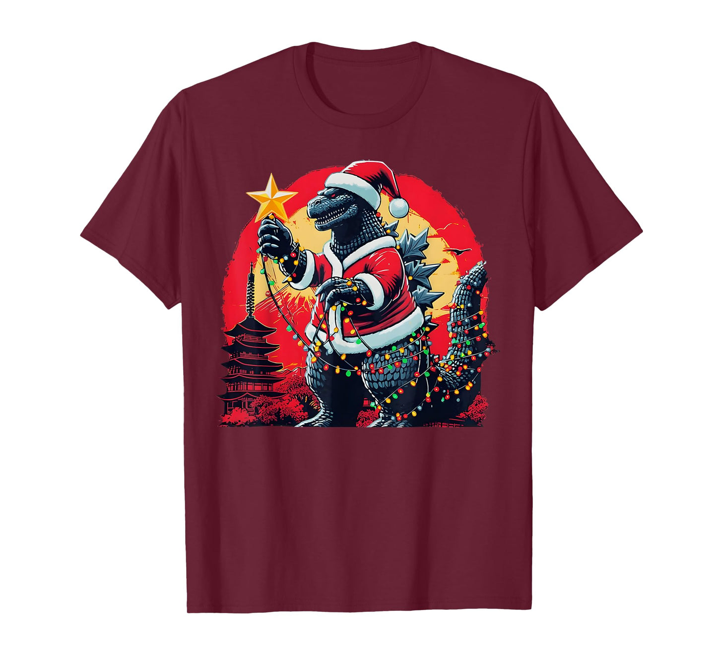 Xmas Christmas Santazilla Funny Holiday Monster Dinosaur T-Shirt