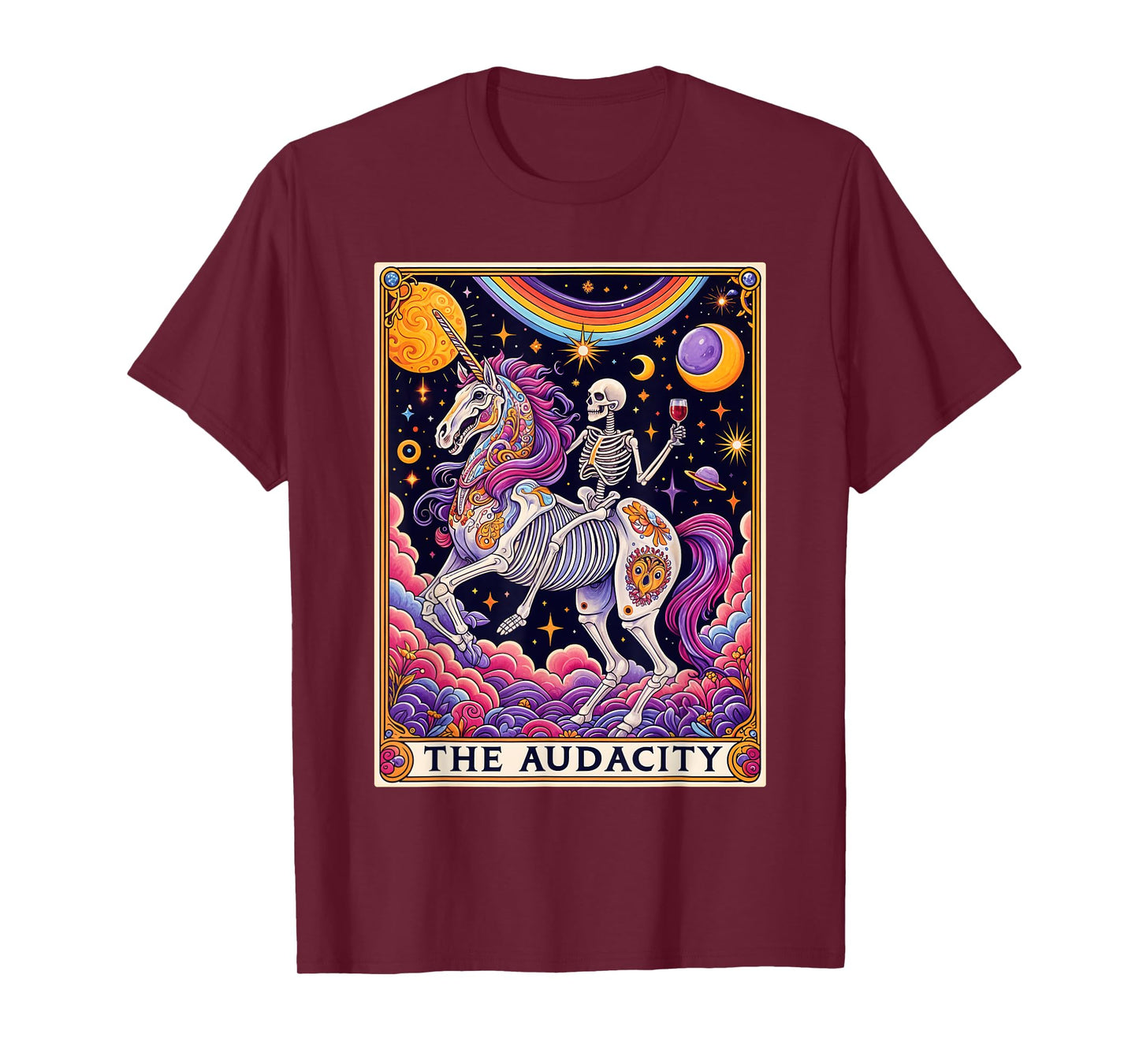 The Audacity Tarot Card Shirt Rainbow Skeleton Unicorn Lover T-Shirt