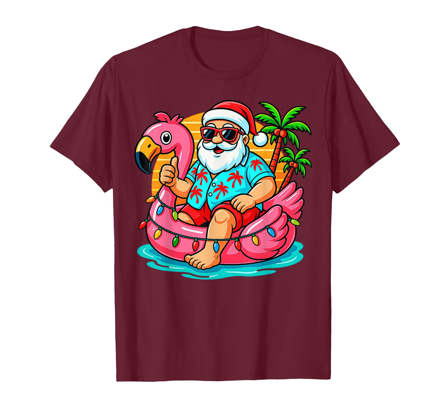 Christmas In July Shirt Boys Kids Santa Flamingo Summer Xmas T-Shirt