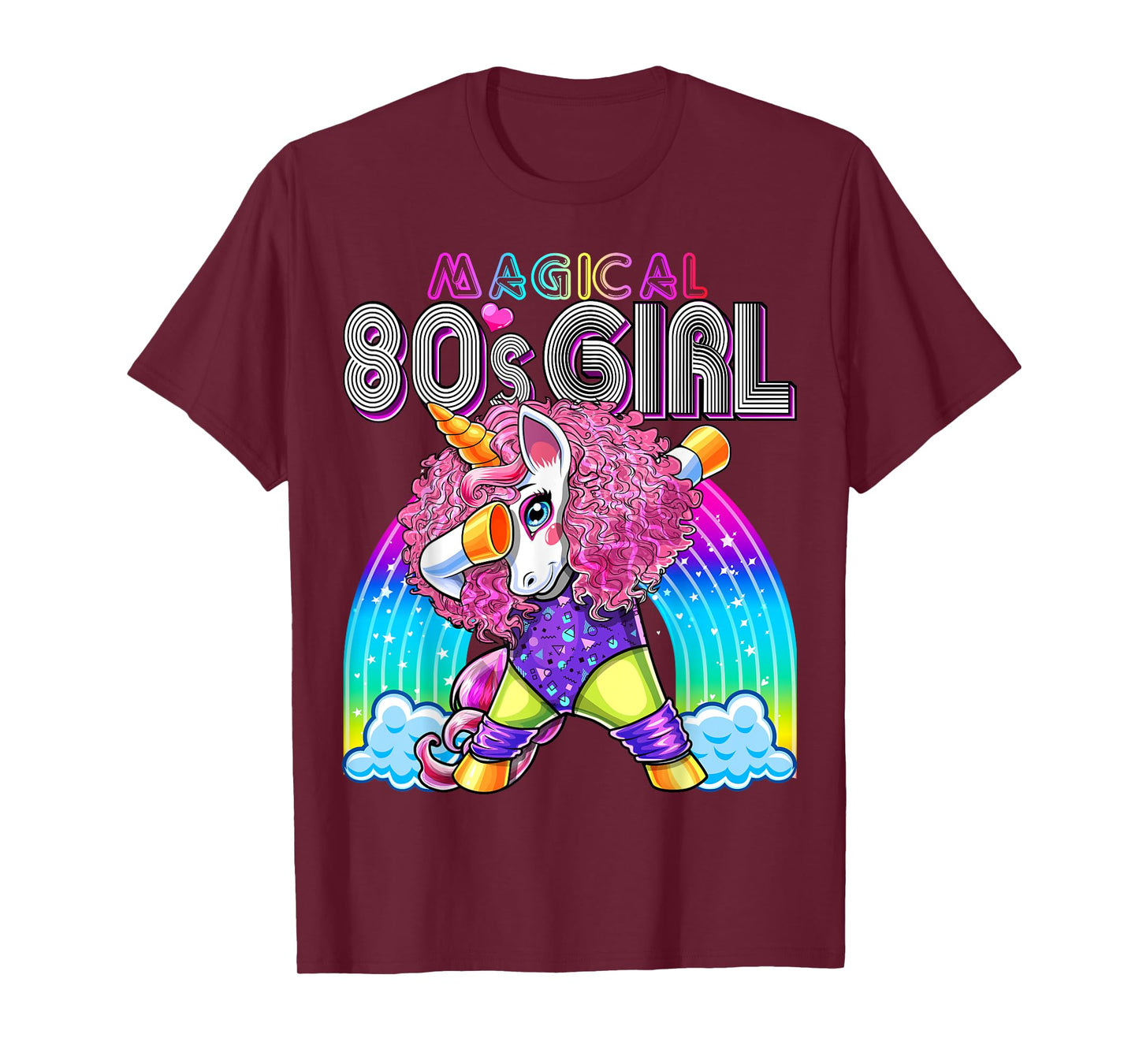 Magical 80's Girl Dabbing Unicorn Leotard Leg Warmers Party T-Shirt