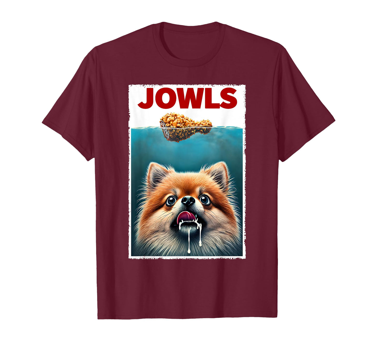 Funny Pomeranian and Fried Chicken Parody Jowls Dog Lover T-Shirt for Men Women Kids
