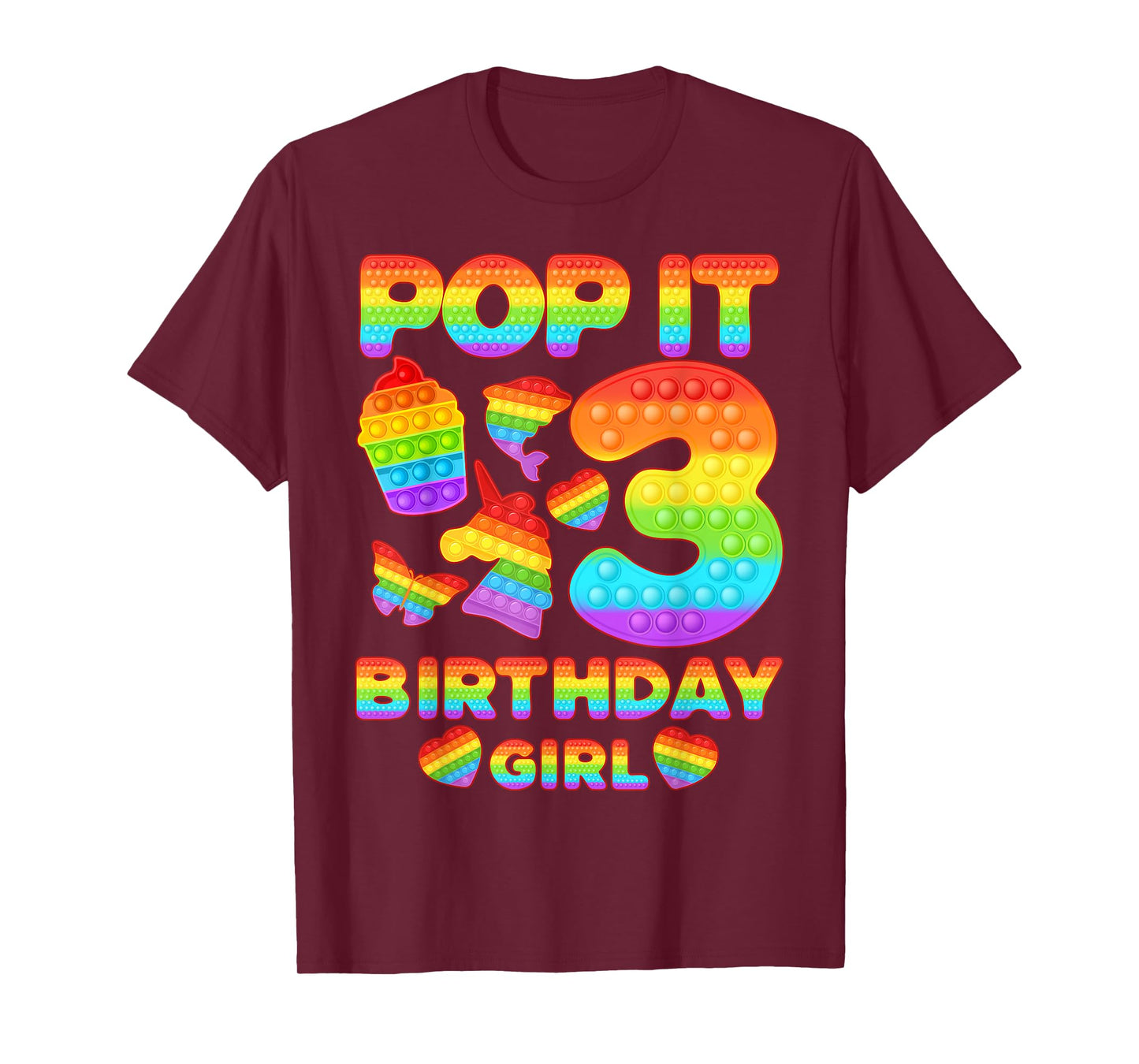 Kids Pop It 3 Year old 3rd Birthday Girl Shirt Pop it Party T-Shirt