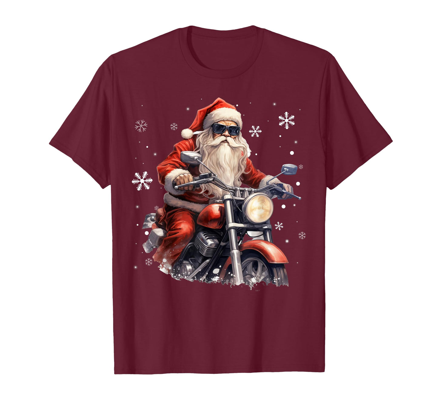 Santa Riding a Motorcycle Biker Motorcycle Lover Xmas Pajama T-Shirt