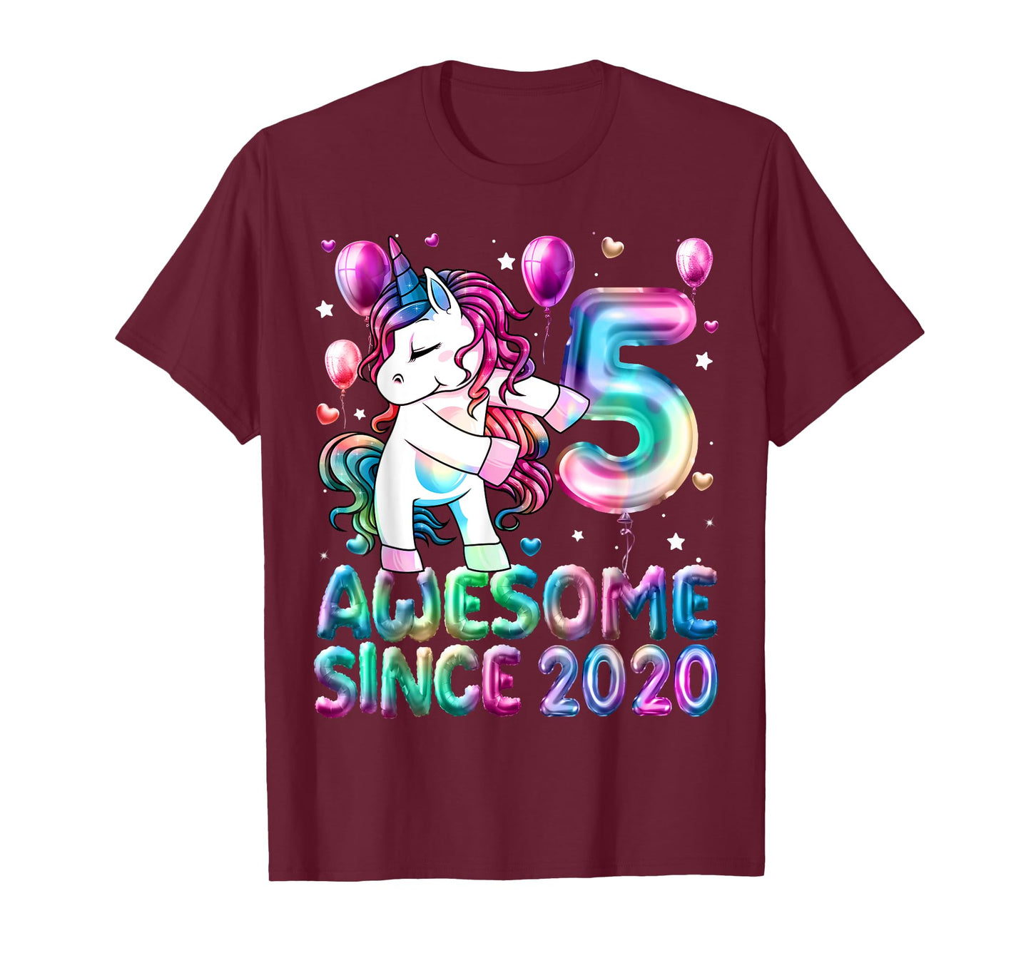Flossing Unicorn 5 Year Old 5th Birthday Girl Unicorn Party T-Shirt