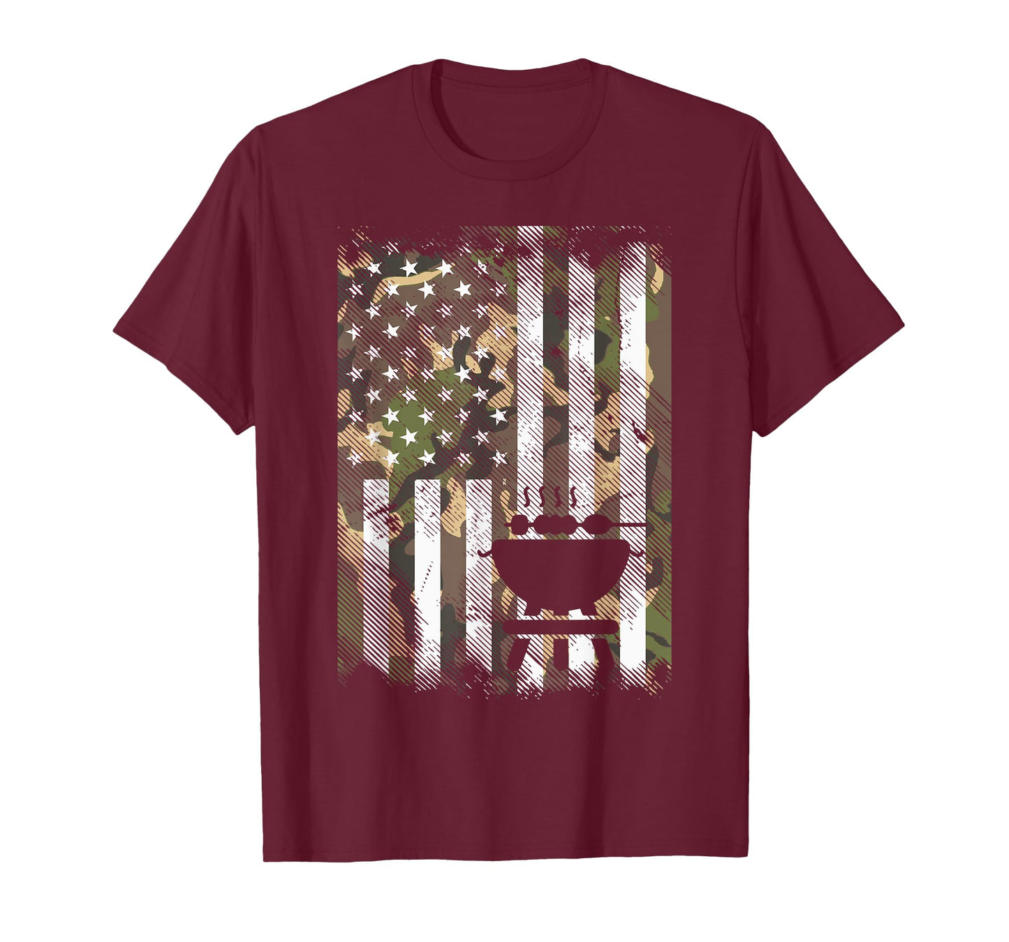 Bbq Grill America Flag Camo Barbecue 4th July Women Men Kids T-Shirt