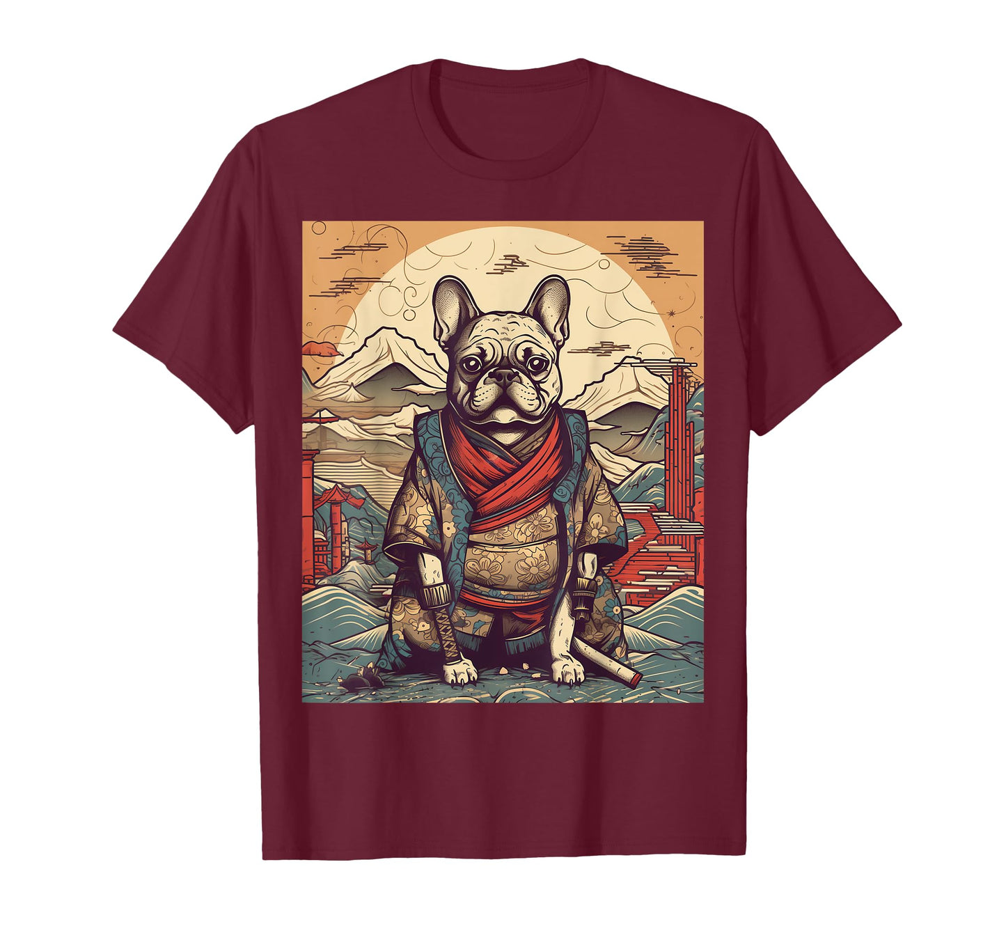Vintage Japanese Art Samurai French Bulldog T-Shirt