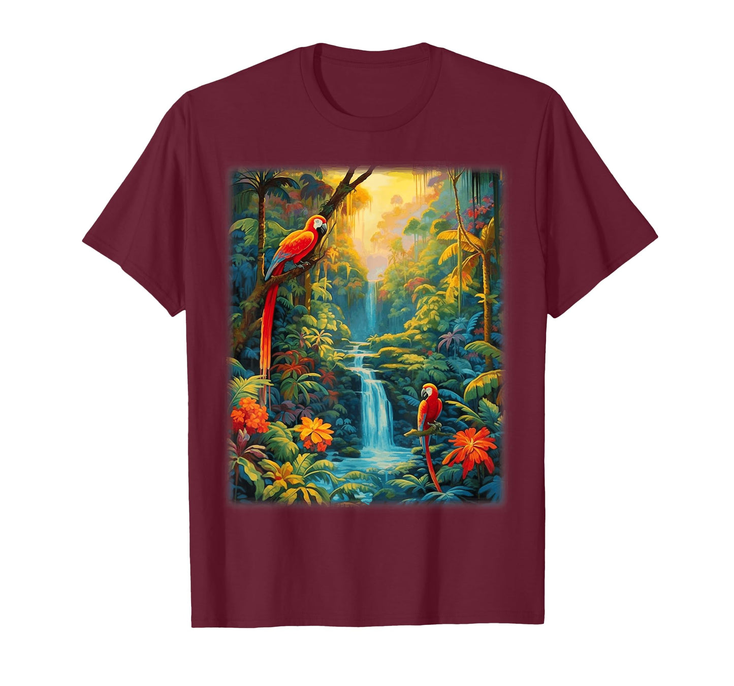 Colorful Parrots Rain Forest Jungle Macaw Parrot Men Women T-Shirt