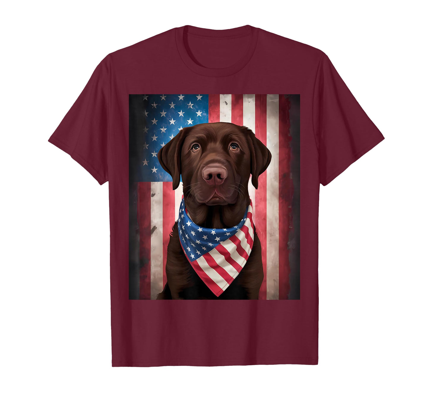 American Chocolate Labrador American Flag 4th of July Dog T-Shirt