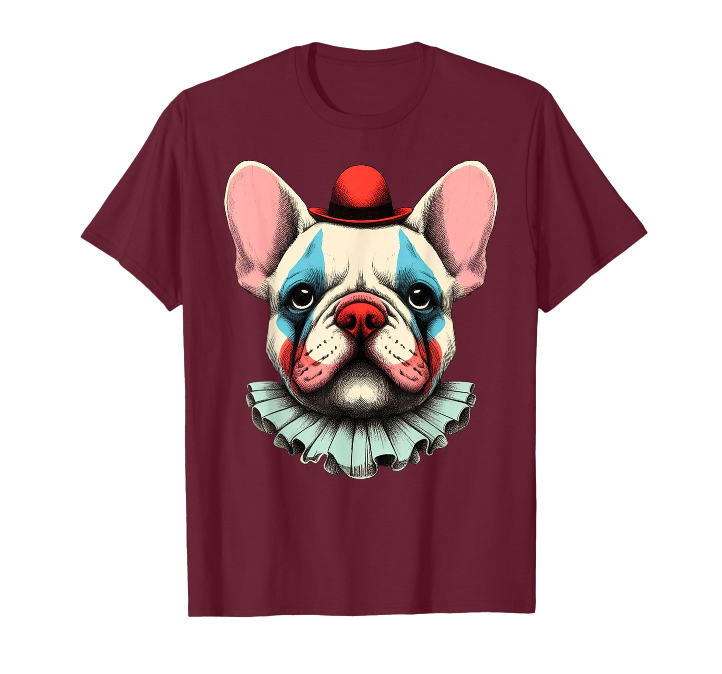 Cute Spooky French Bulldog Clown Halloween Funny Frenchie Men Women Kids T-Shirt