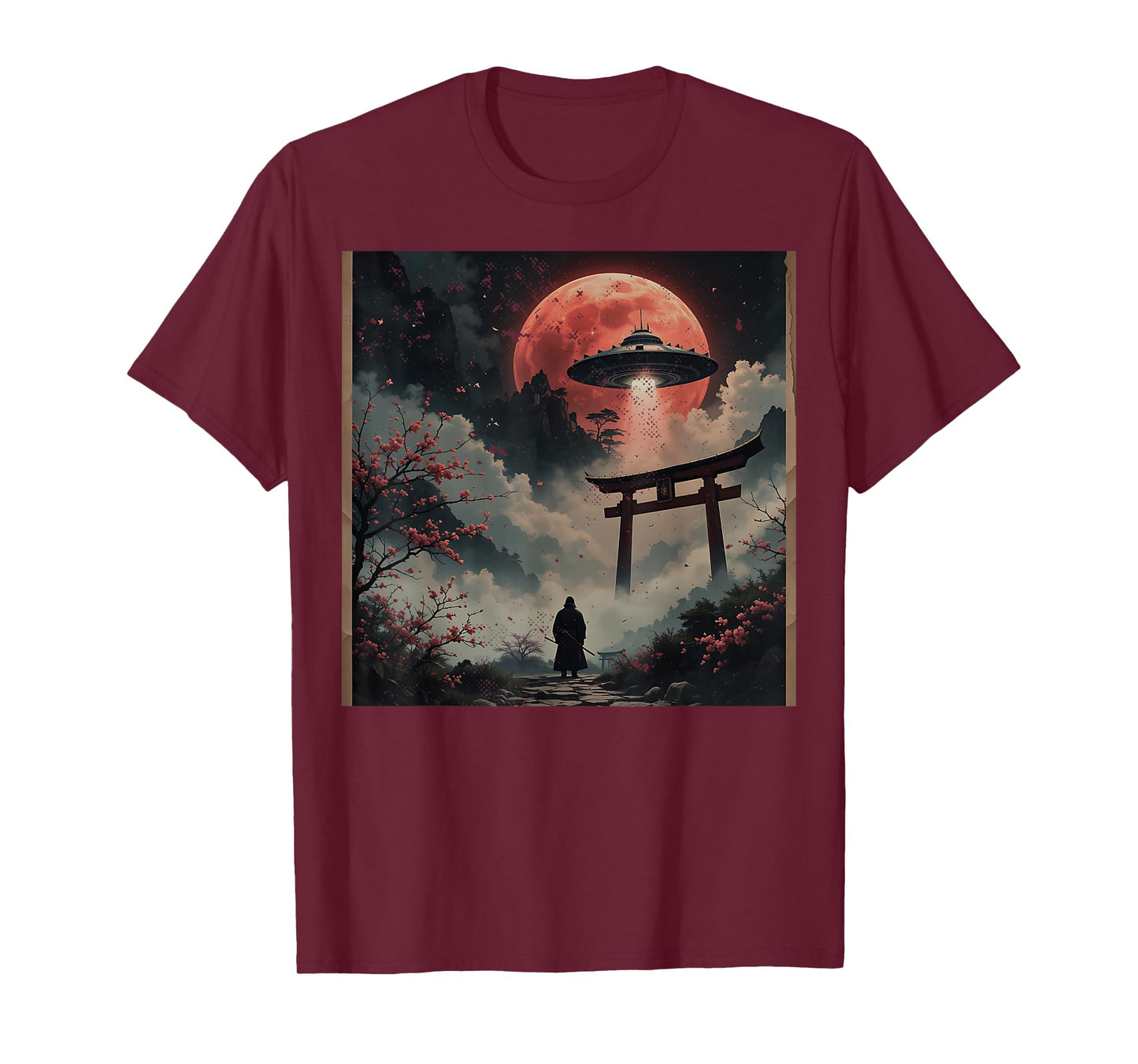 Samurai Bigfoot Japanese UFO Vintage Graphic Ukiyo-e Art T-Shirt