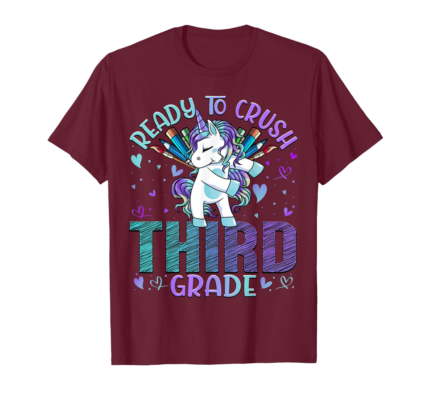 Ready to Crush Third 3rd Grade Back To School Unicorn Kids T-Shirt
