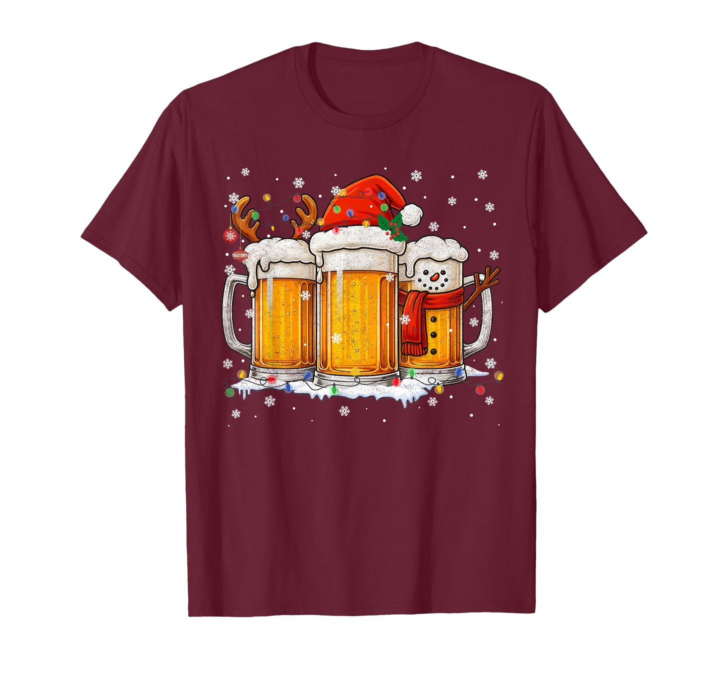 Funny Snowman Santa Hat Drink Christmas Xmas Men T-Shirt