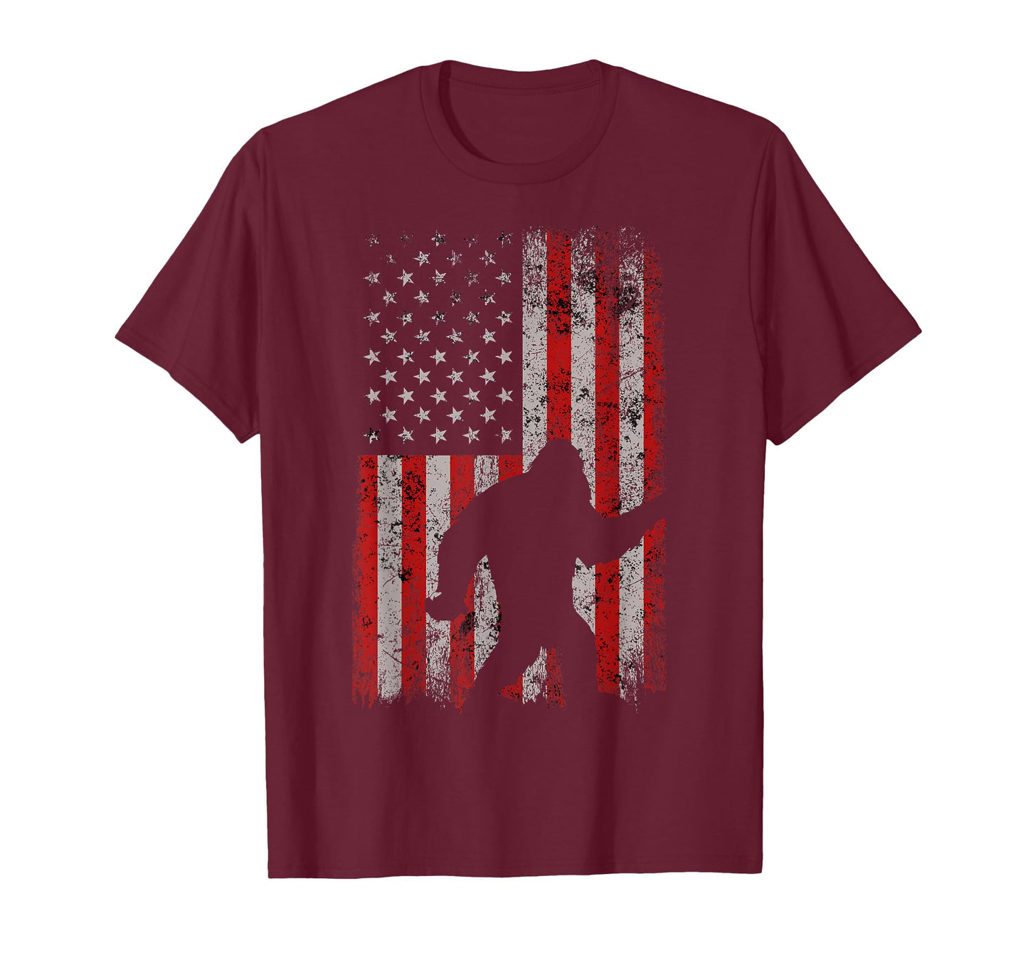 Patriotic AMERICAN FLAG Sasquatch Lover Gift Bigfoot Vintage Women Kids Men T-Shirt