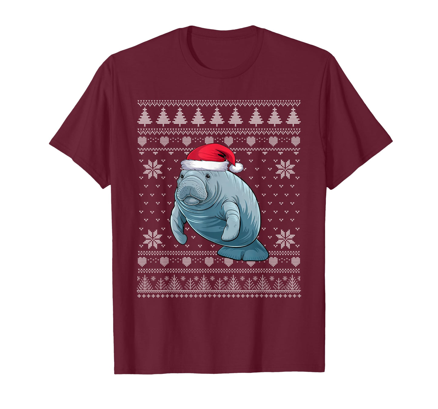 Funny Manatee Ugly Christmas Sweater Santa Xmas PJs T-Shirt