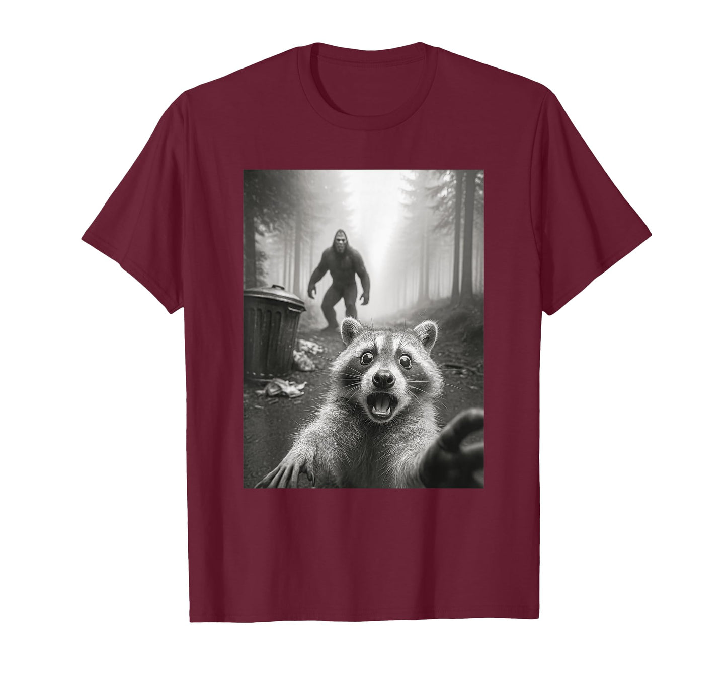 Funny Raccoon Selfie Bigfoot Graphic Tee For Men Women T-Shirt