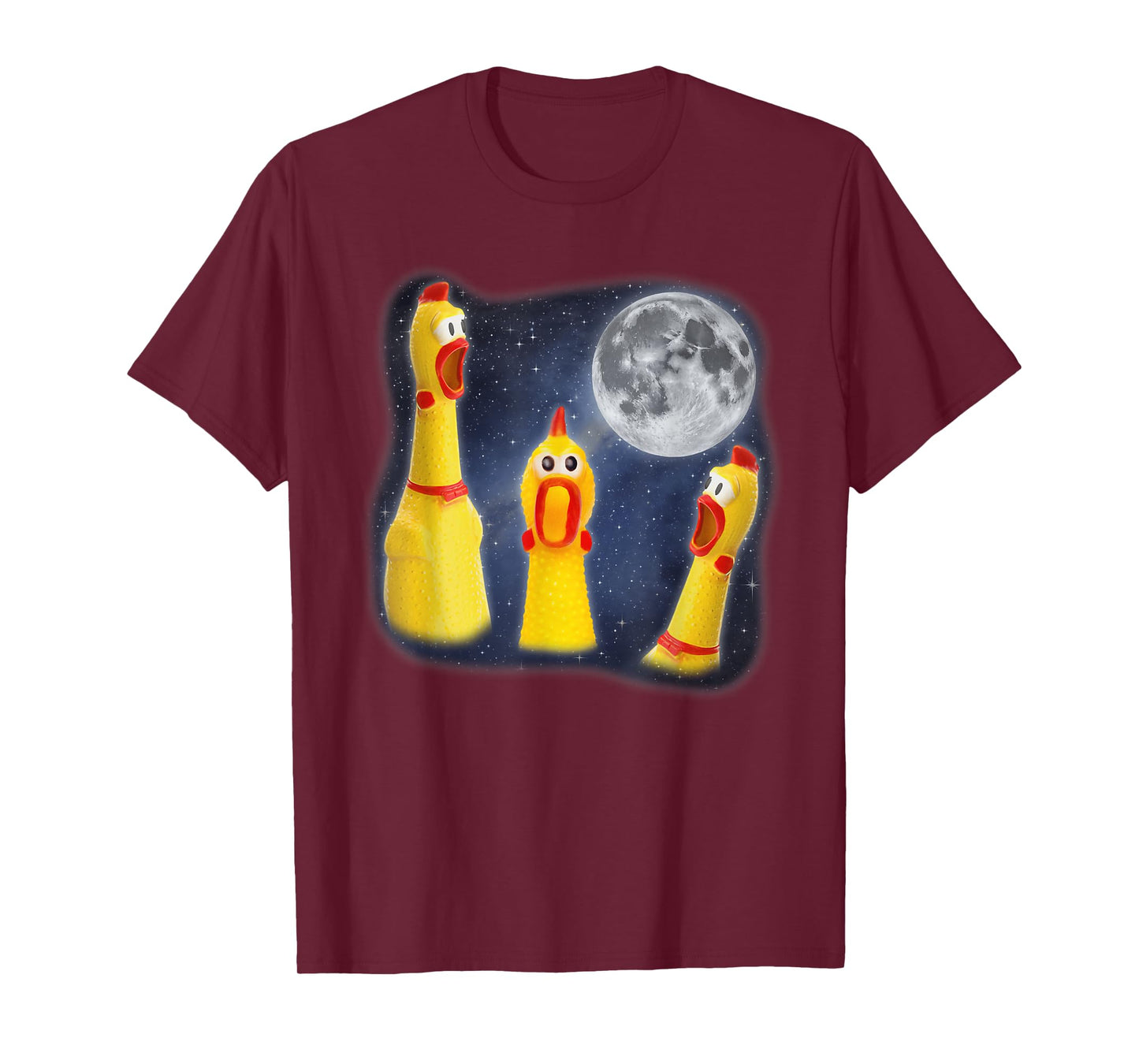 Rubber Chicken Toy Moon 3 Howling At Moon Funny Weird Cursed T-Shirt