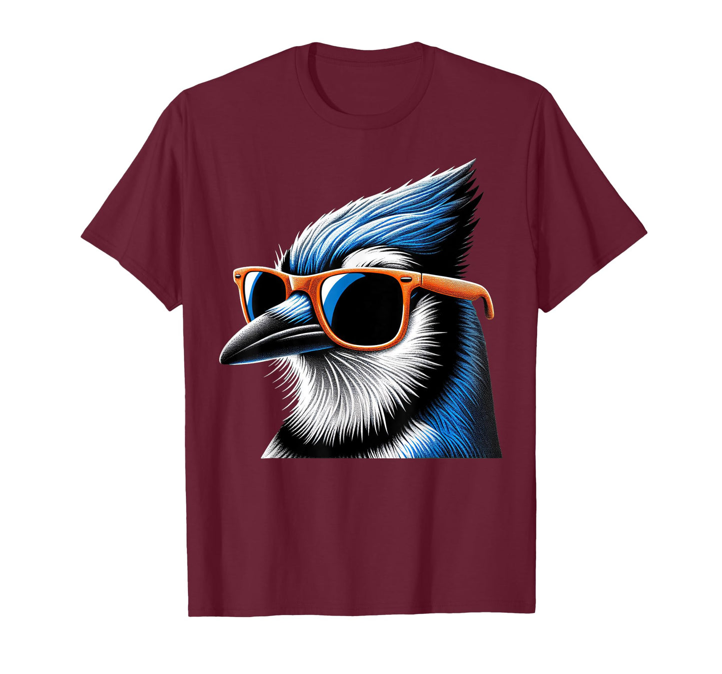 Cool Blue Jay Bird Wearing Sunglasses Graphic Art T-Shirt