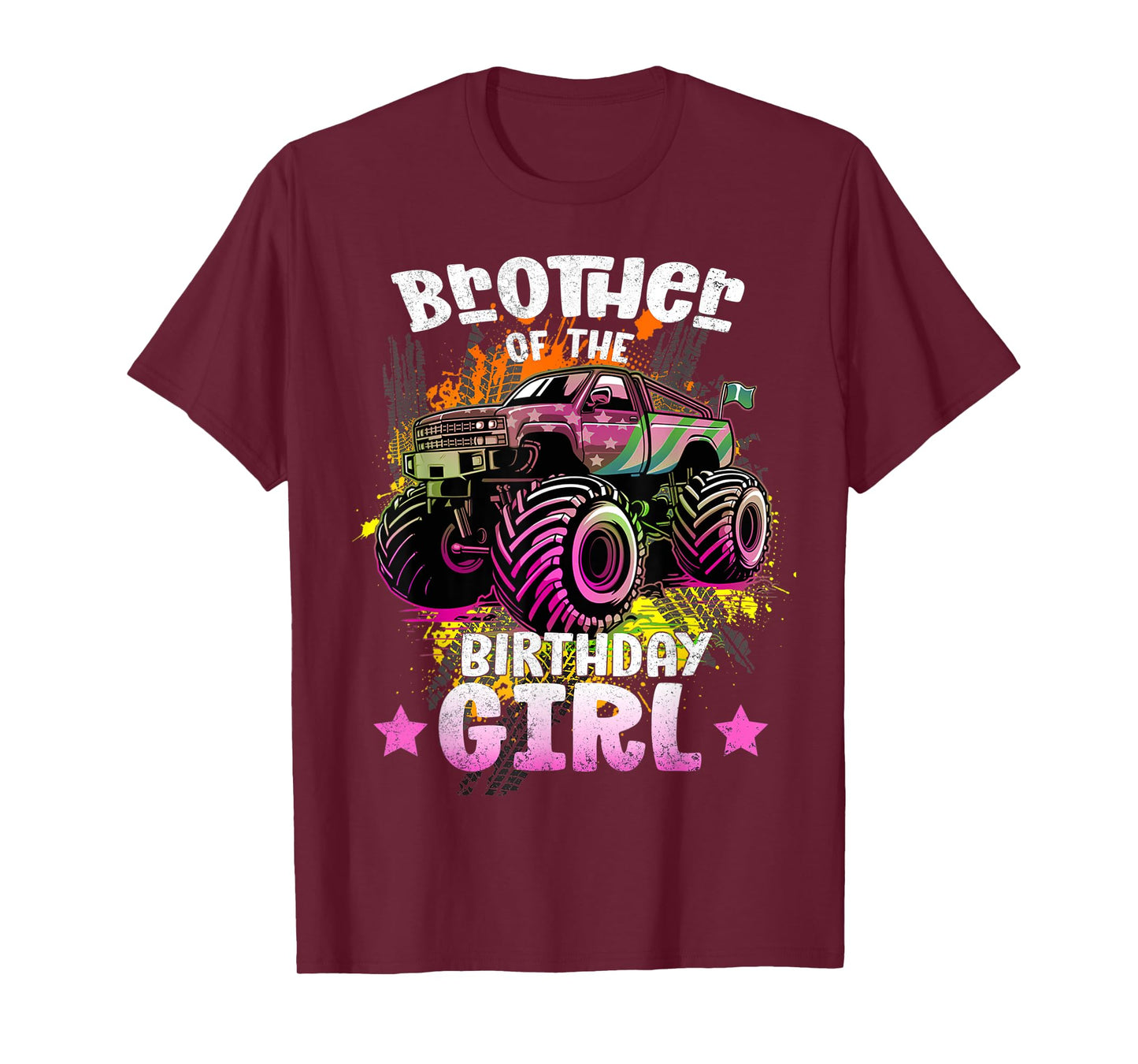 Brother Of Birthday Girl | Birthday Of A Girl Monster Trucks T-Shirt