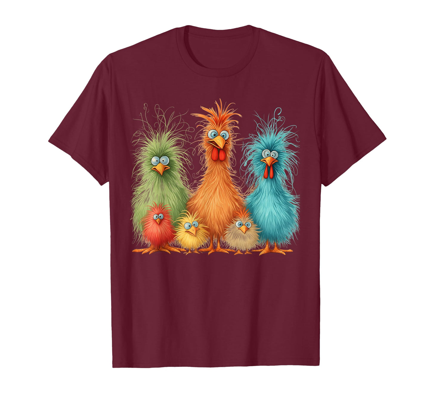 Retro Eagerlys Colorful Funny Chicken Art, for Men Women Kid T-Shirt