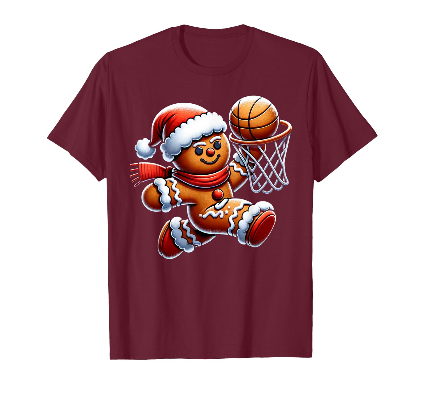 Gingerbread Man Playing Basketball Christmas Xmas Kids T-Shirt