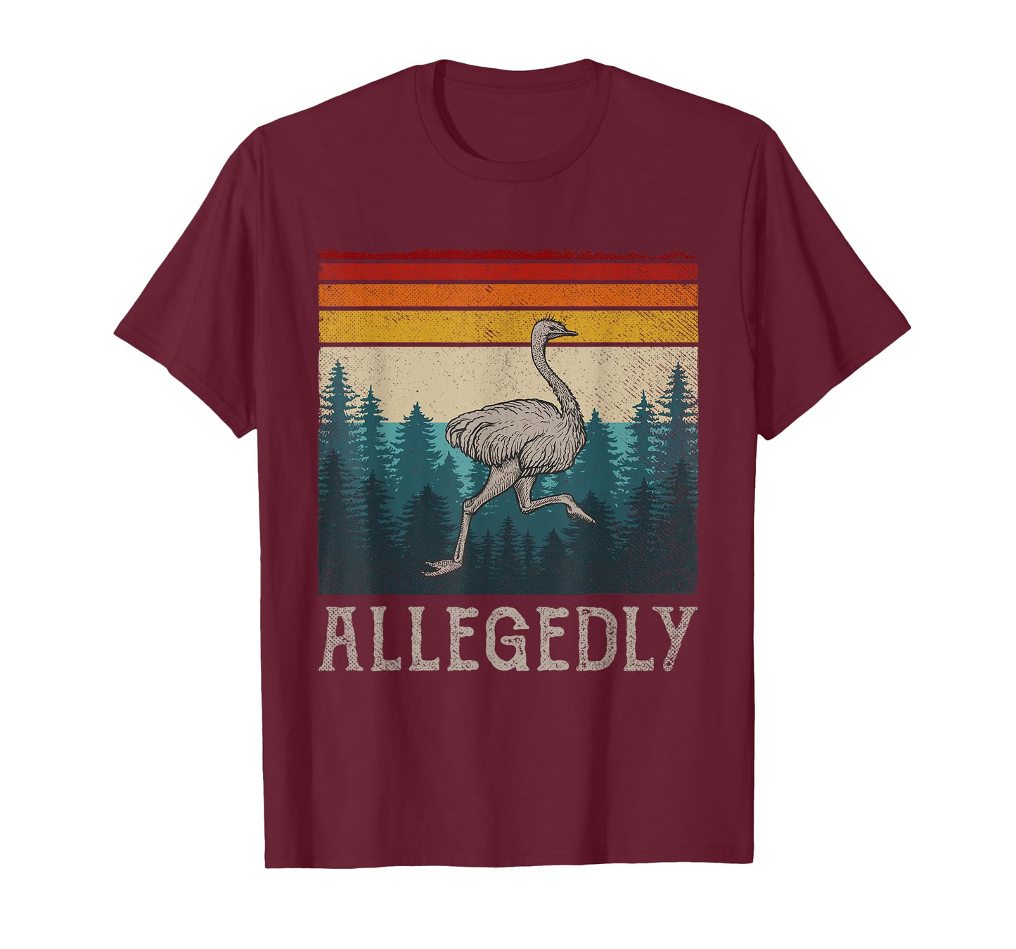 Vintage Retro Allegedly Ostrich Tee Funny Bird Lover T-Shirt