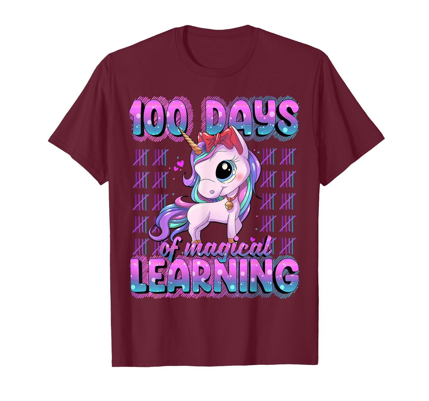 100 Magical Day of School Unicorn Shirts 100 Days Smarter Unisex-Kids T-Shirt Black Small
