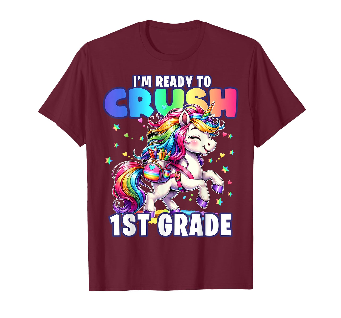 Crush 1st Grade Girls Back to School Unicorn First Day Cute T-Shirt