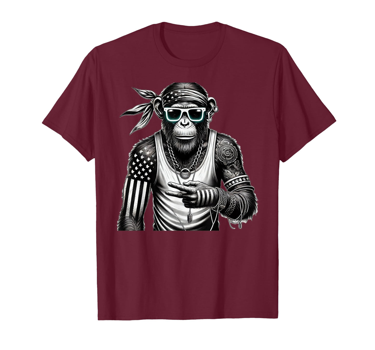 Funny Monkey with sunglasses cool street skateboard T-Shirt