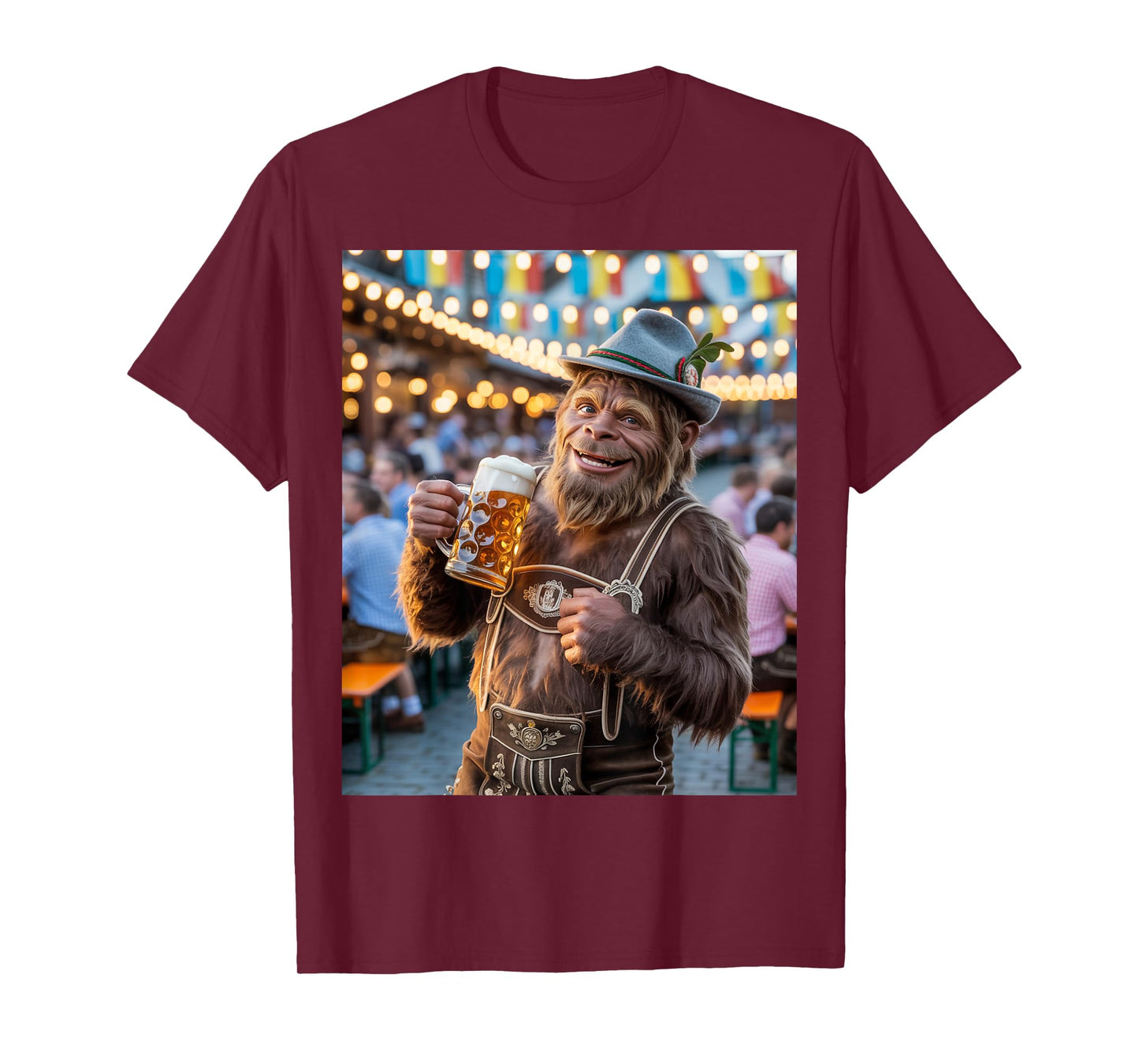 German Bigfoot Sasquatch Lederhosen Funny Oktoberfest 2025 T-Shirt