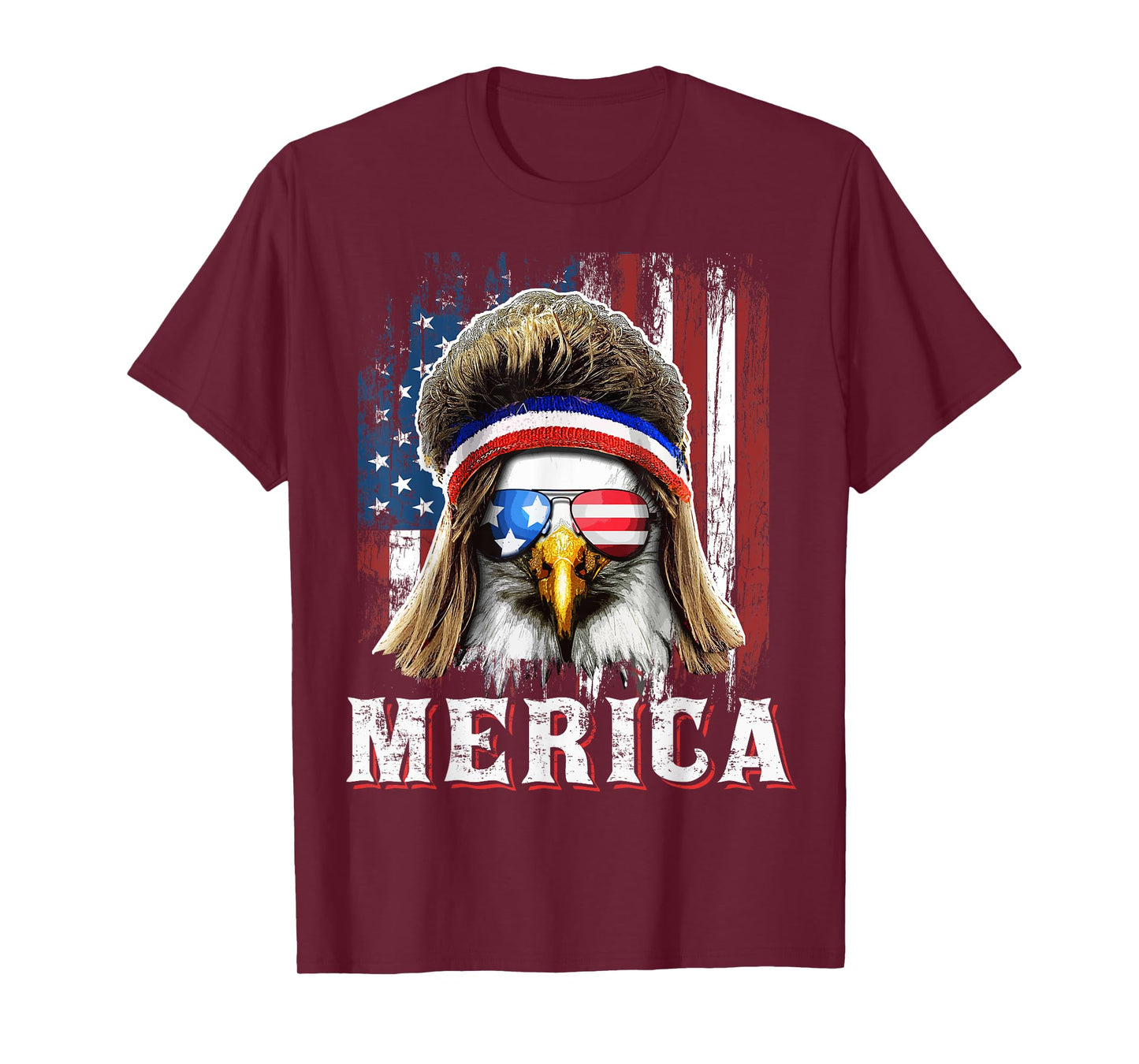 Merica Eagle Mullet 4th of July American Flag Stars Stripes T-Shirt
