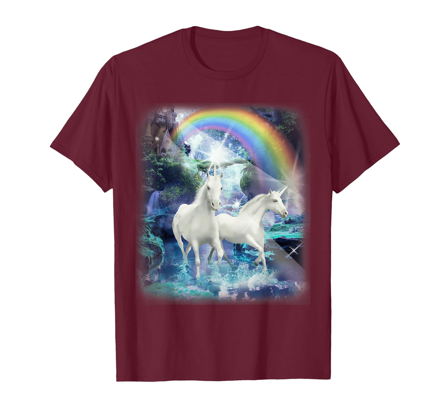 Adult Mesmerizing Unicorn Castle Forest T-Shirt
