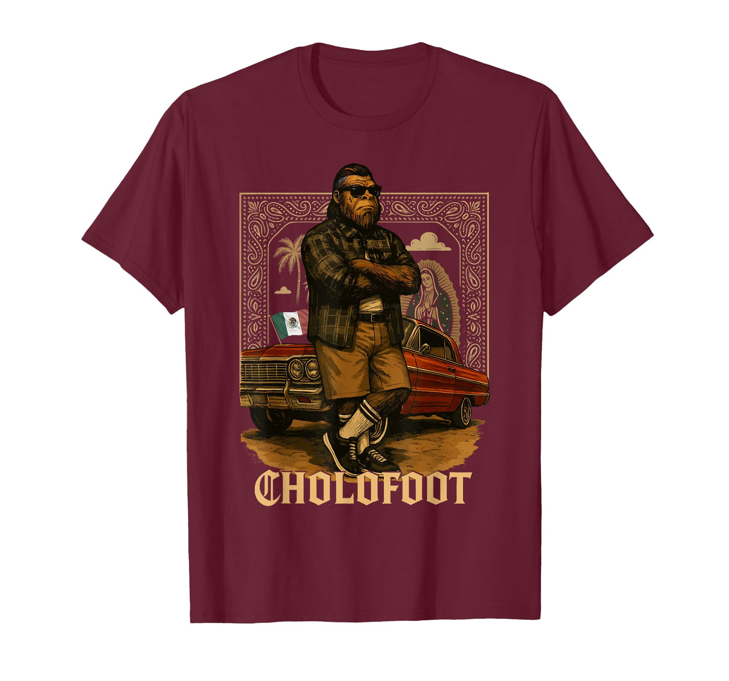 Funny Sasquatch Costume Cholofoot Chicano Mexican Bigfoot T-Shirt