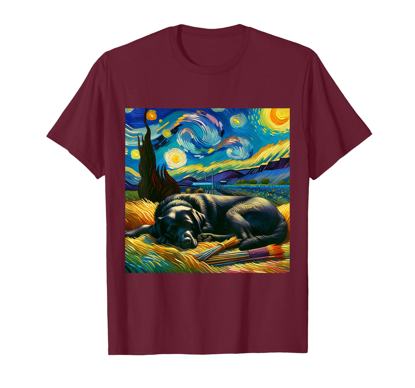 Black Labrador Starry Night Shirt Vincent Van Gogh Lab Mom T-Shirt