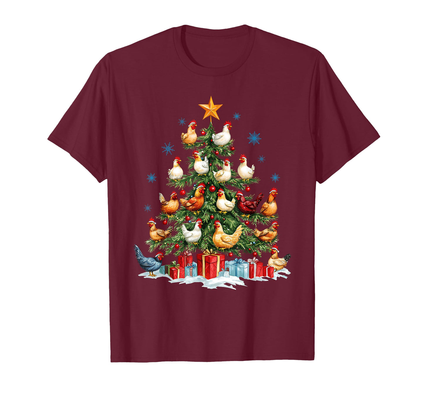 Clucking Chickens Festive Fowl Christmas Tree Ornaments T-Shirt