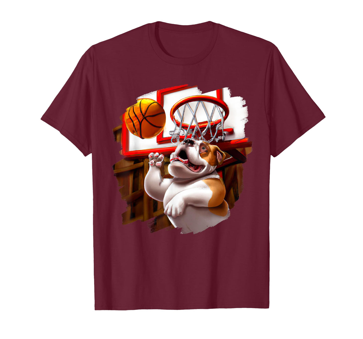 English Bulldog Playing Basketball Funny Dog Basketball Men Women Girls Kids T-Shirt