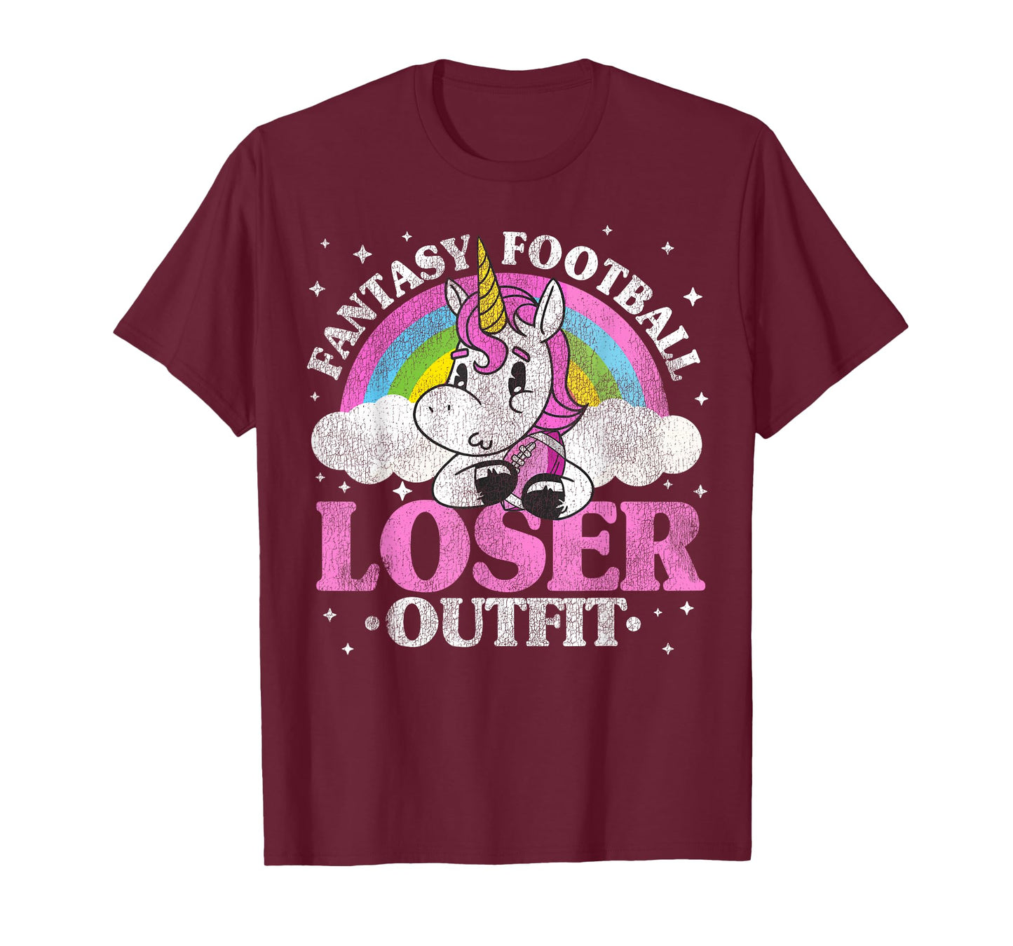 Fantasy Football Loser Outfit Retro Funny Unicorn Loser Gift T-Shirt