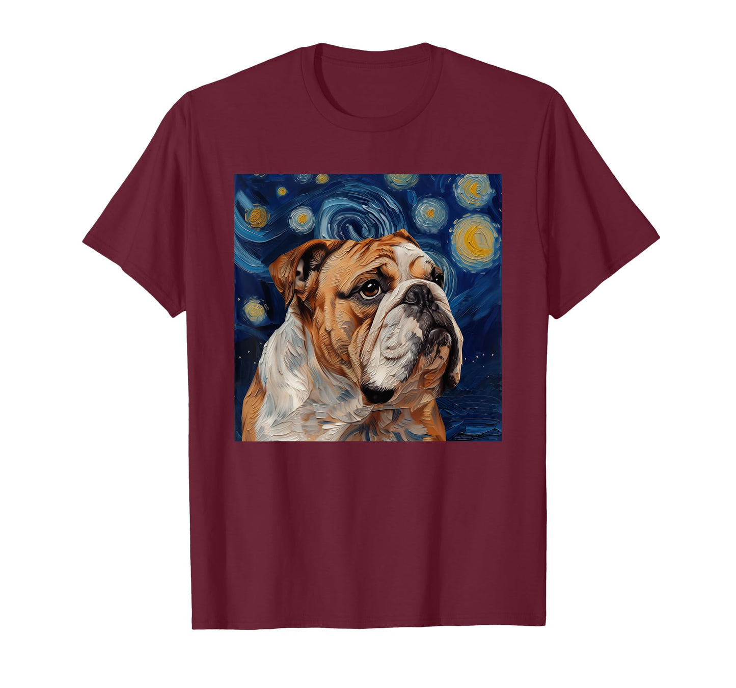 Bulldog Dog Van Gogh Style Starry Night Men Women Girls Kids T-Shirt