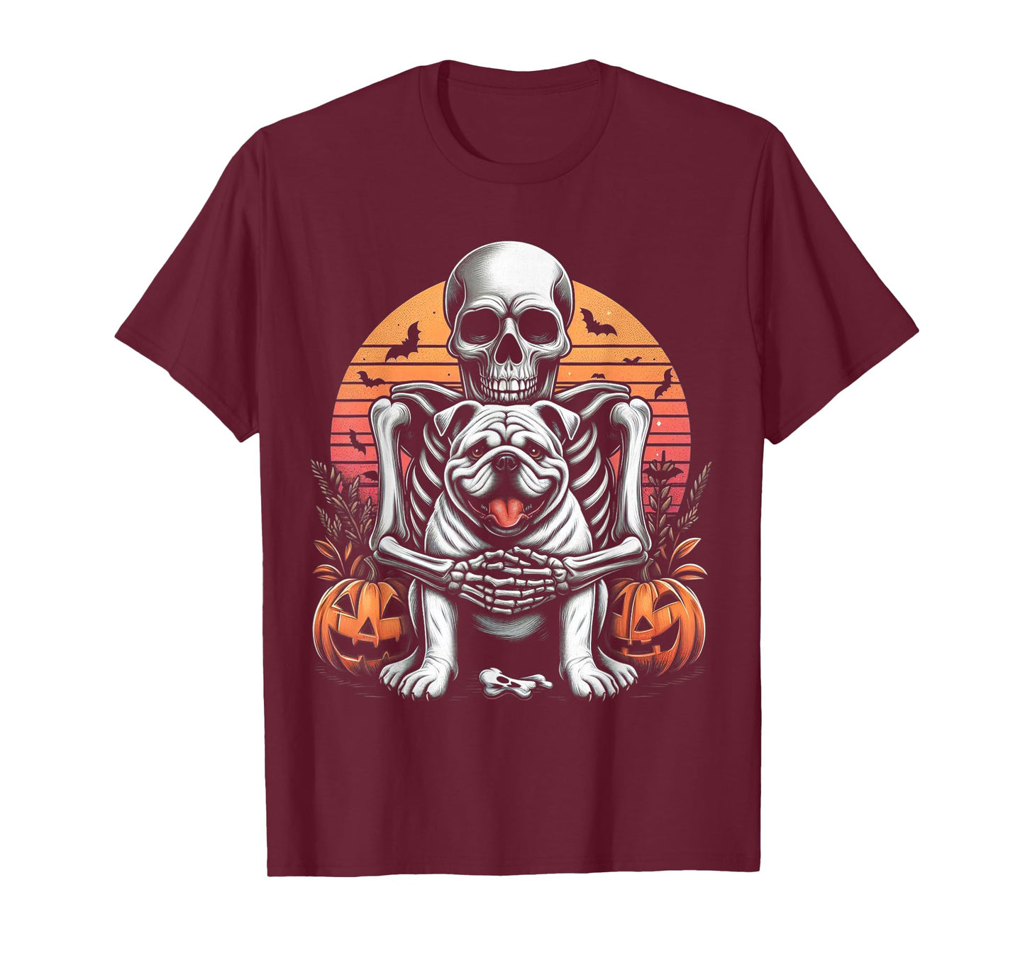 Halloween Dog English Bulldog Skeleton Spooky Costume T-Shirt
