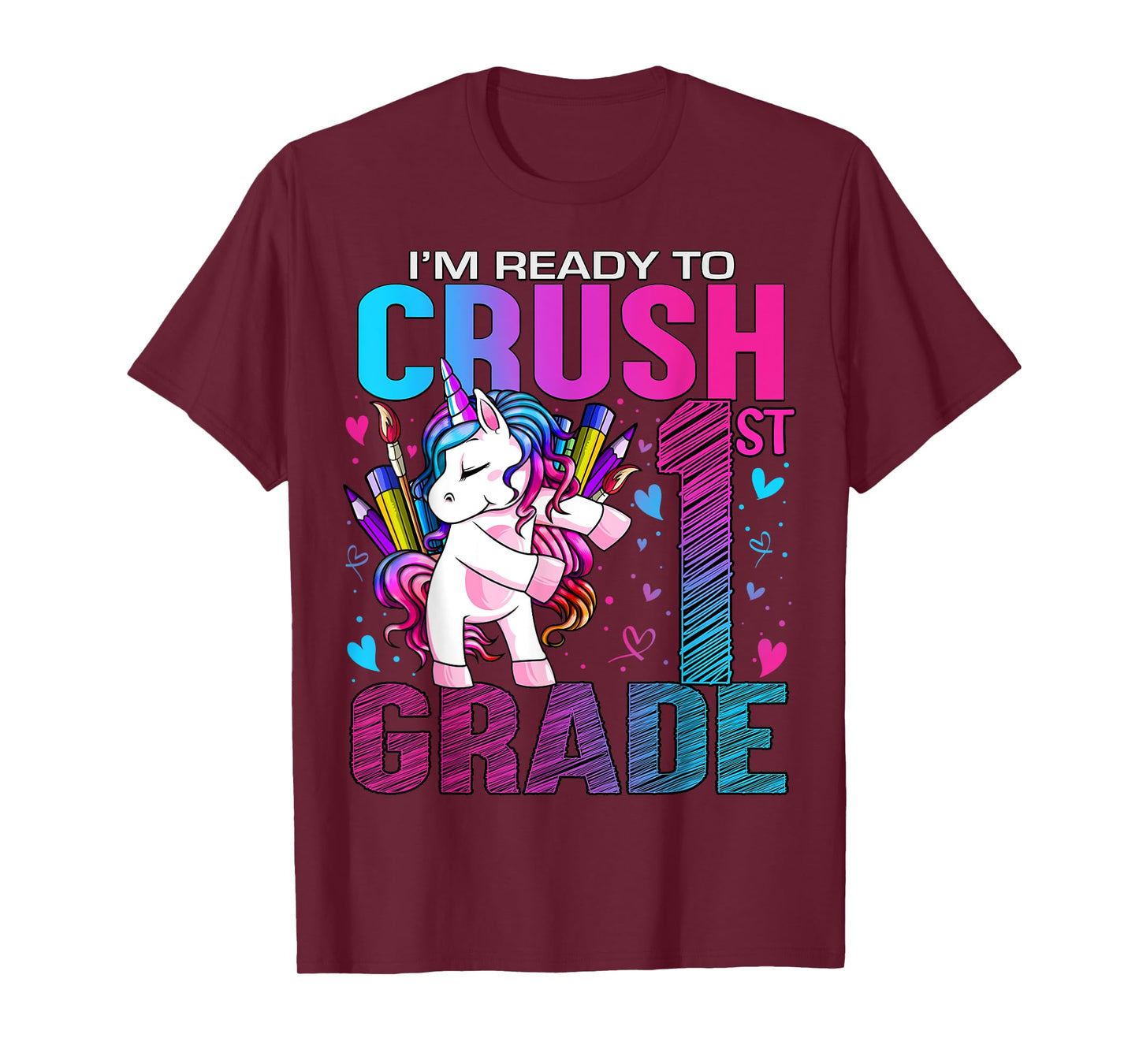 Ready to Crush First 1st Grade Back To School Unicorn Kids T-Shirt