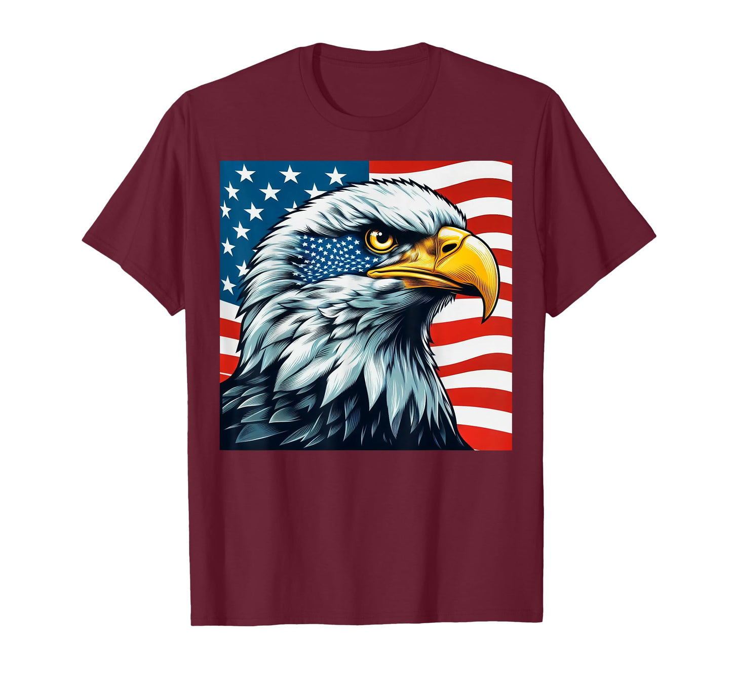 Freedom's Wings: Majestic Bald Eagle & American Flag Emblem T-Shirt